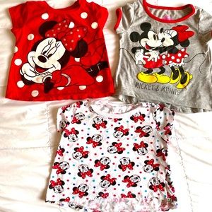 Disney Junior girl Minnie Mouse T shirts. Red, Gray, White w/ Minnie. Size:3T